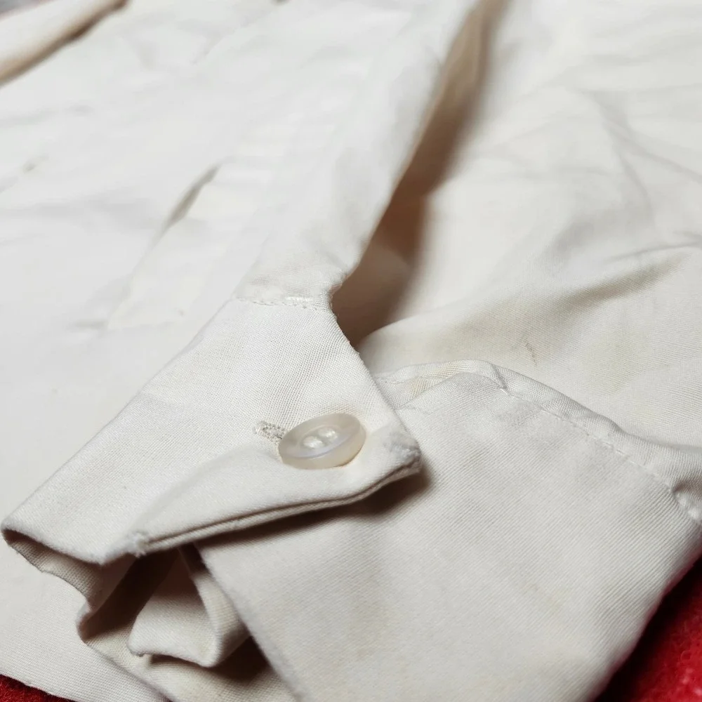 Vintage Boxy Cropped Harrington Jacket Mens 48 Cream Water Repellent Workwear
